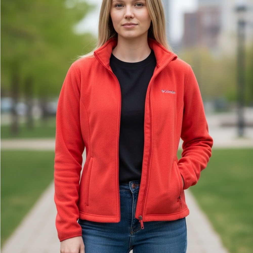 Columbia Women's Vibrant Tangerine Color Fleece Jacket